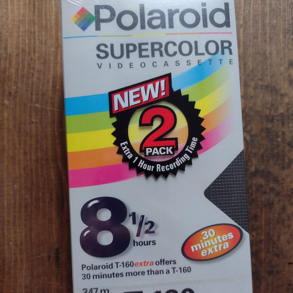 NEW SEALED 2 Pack - POLAROID T-160 Extra SUPERCOLOR VHS Blank Tapes - 8.5hrs